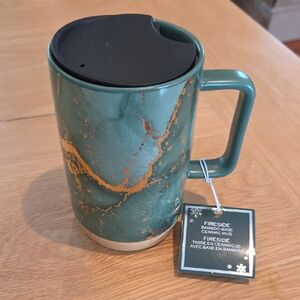 Bamboo Base Ceramic Mug with Black Lid